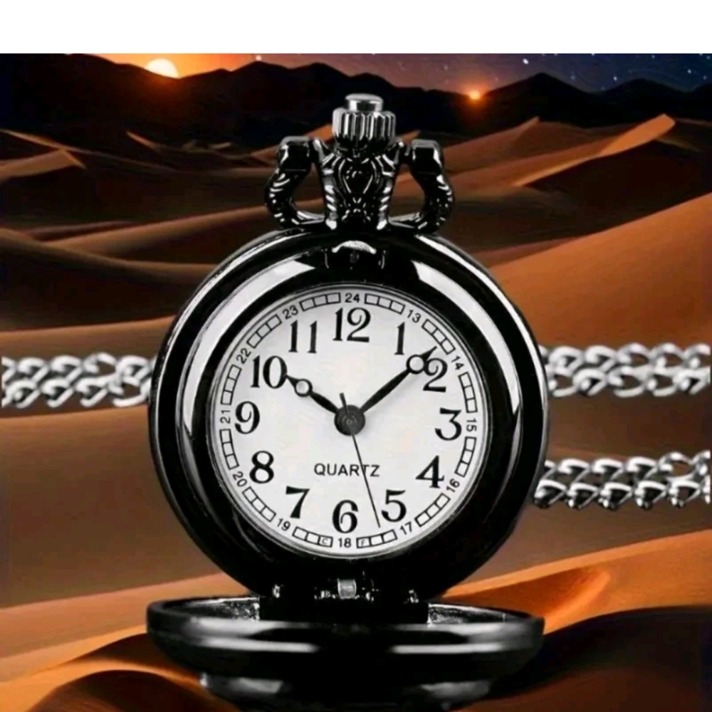 Elegant Black Pocket Watch